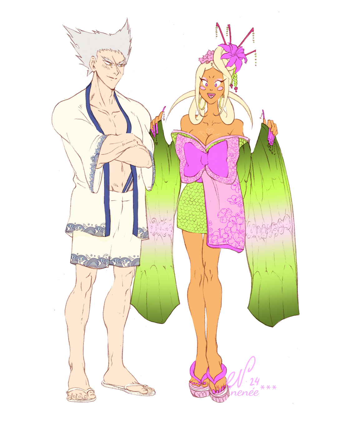 Full detail of Garou and Nagi kimonos